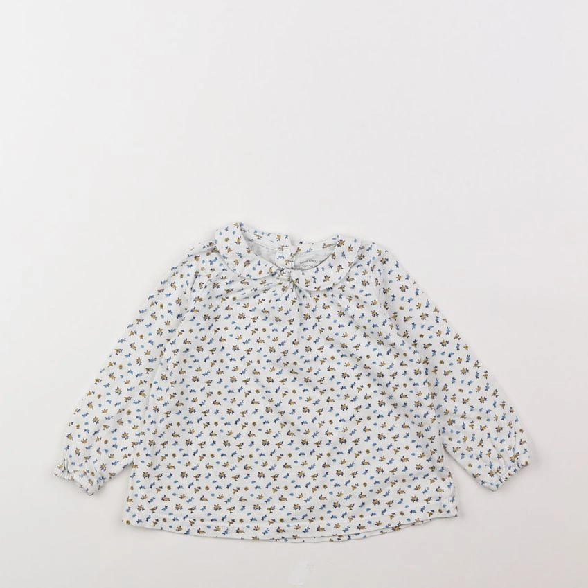 Boutchou - tee-shirt blanc, bleu - 12 mois